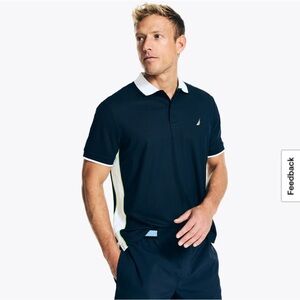 Nautica Men's Polo Shirt in Navy and White, Large